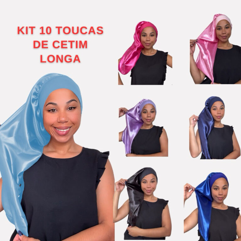 kit 10 unidades Touca de Cetim Longa Toca de Cetim
