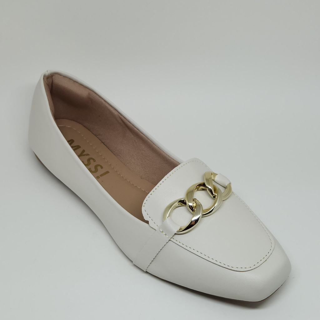 Sapatilha Mocassim Feminina Enfeite Corrente Dourada Delicada