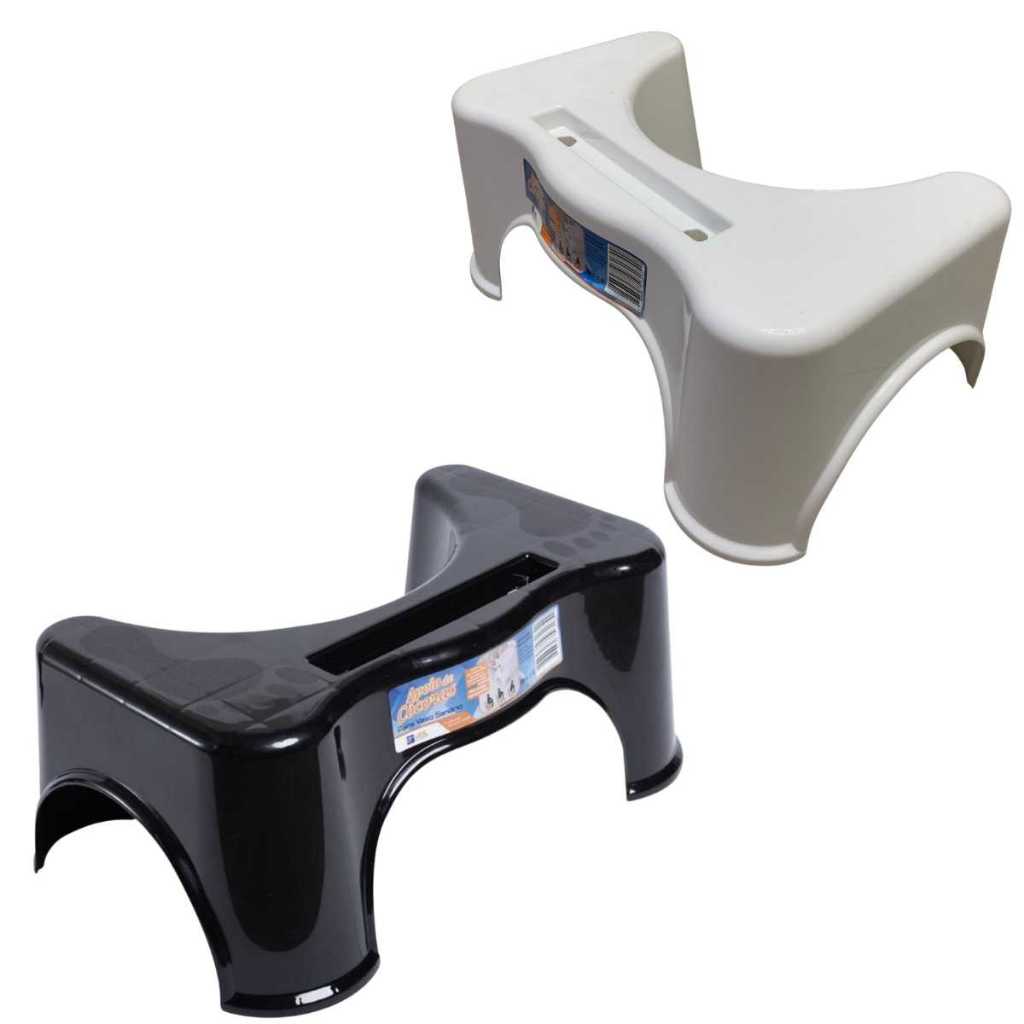 Banco de Cócoras Banquinho Banheiro Apoio Pés Vaso Sanitário Multifuncional Branco ou Preto