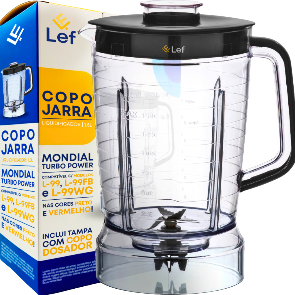Copo Jarra Para Liquidificador Mondial Turbo Power L99 Preto
