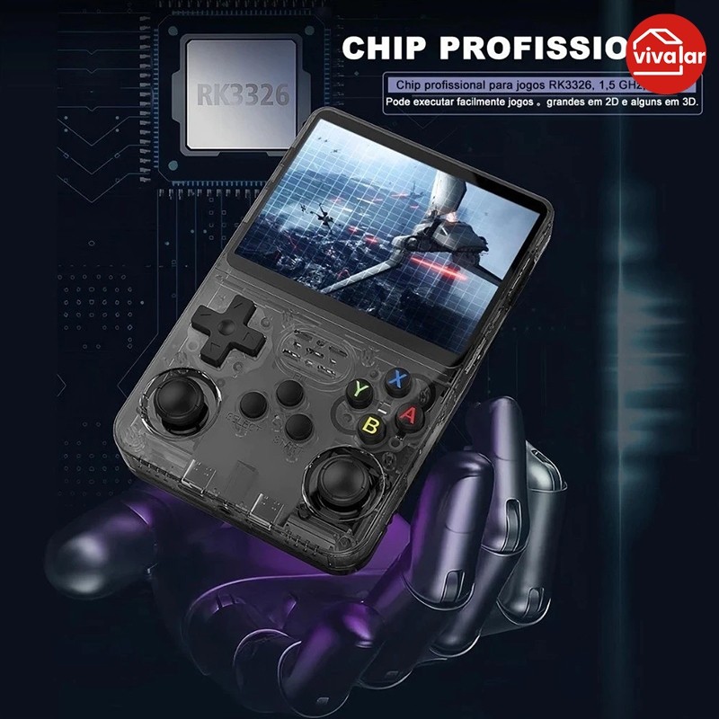 Tela IPS 3.5 polegadas console portátil R36S + de 15000 jogos vídeo game 64g Linux a pronta entrega