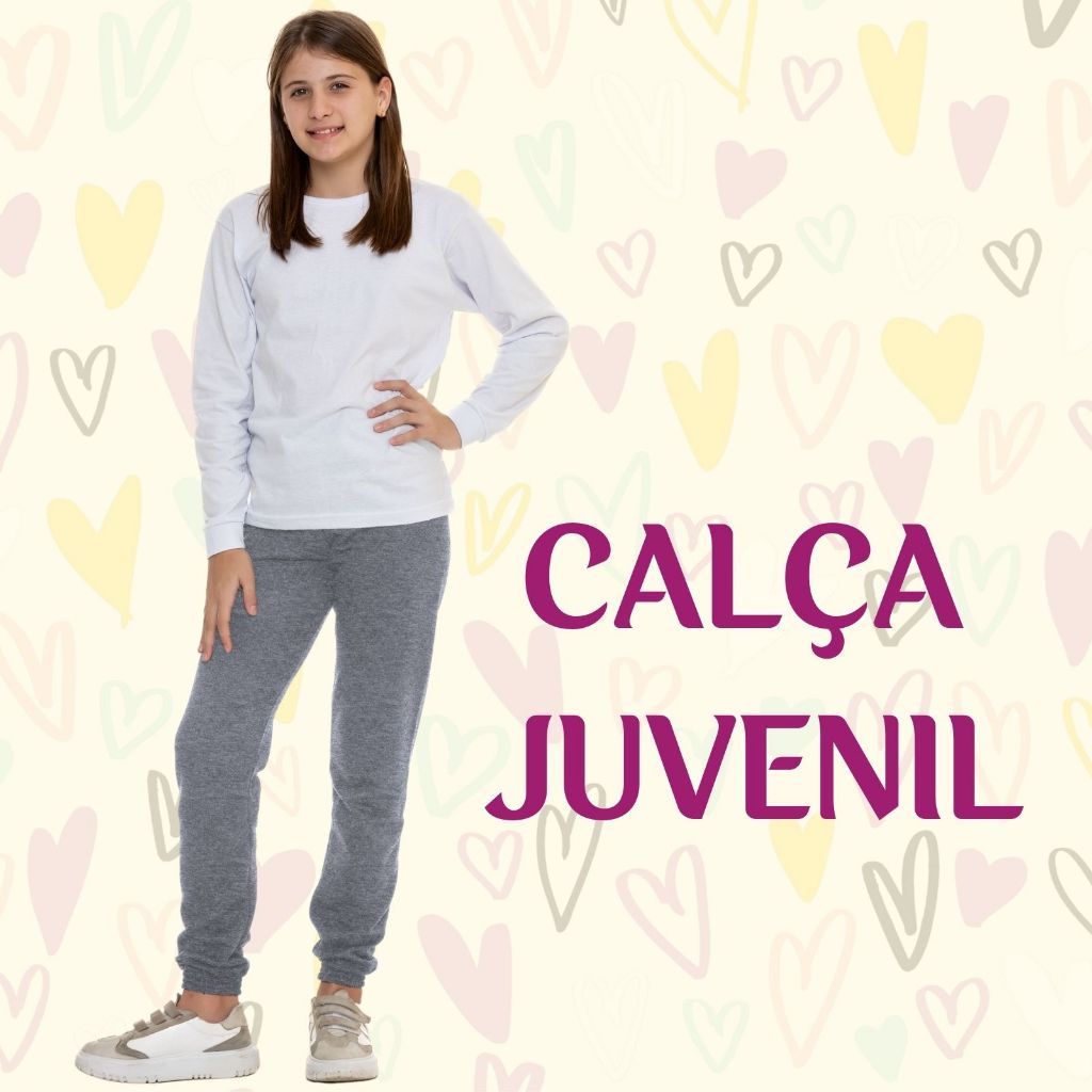 Calça Juvenil Feminina Moletom Peluciado Punho de Elastico 3150-A
