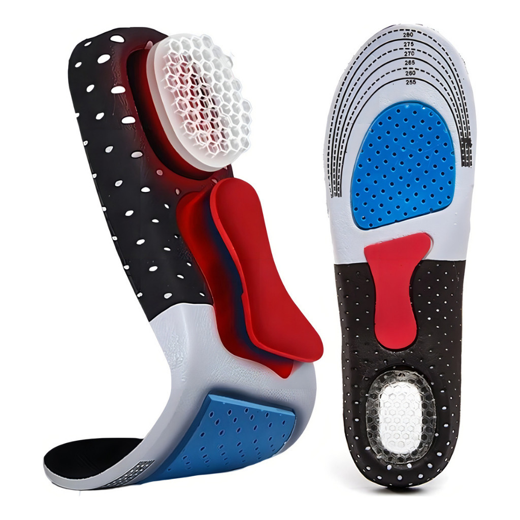 Palmilha Ortopédica Esporão de Calcâneo e Fascite  Reduz Dores nos Pés Azul