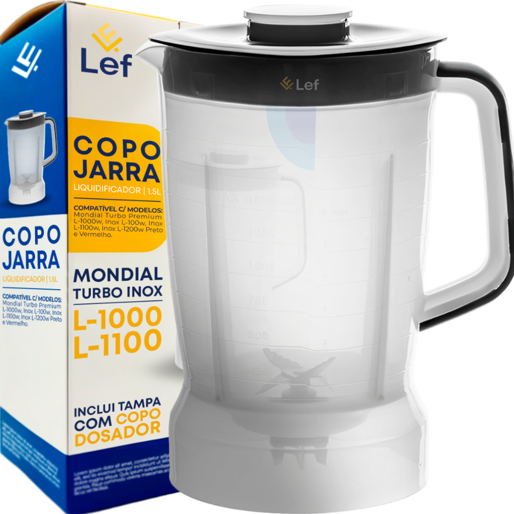 Copo Para Liquidificador Mondial Turbo Inox L-1000 L-1100 L-1200 Premium Translúcido