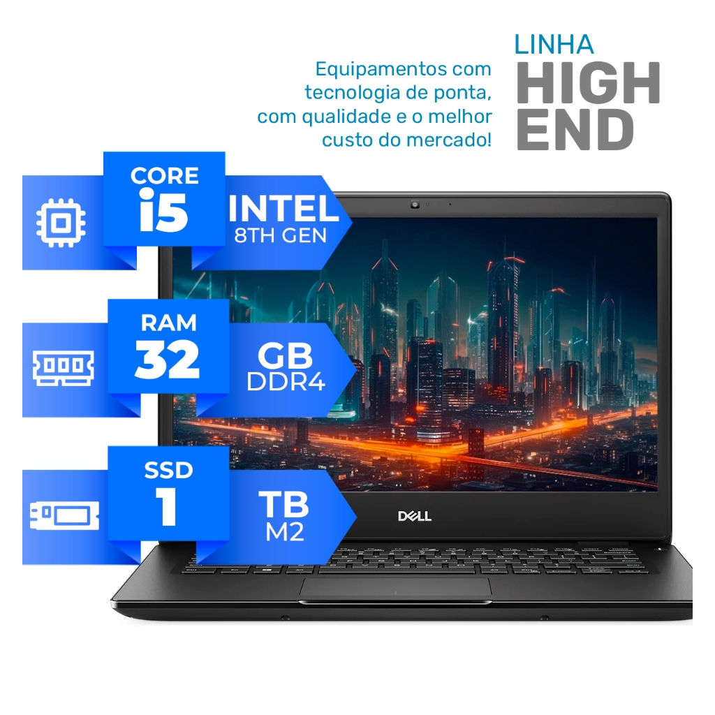 Notebook Dell Core i5 8th + 32GB DDR4 + 1 TB M2 14 – Recondicionado
