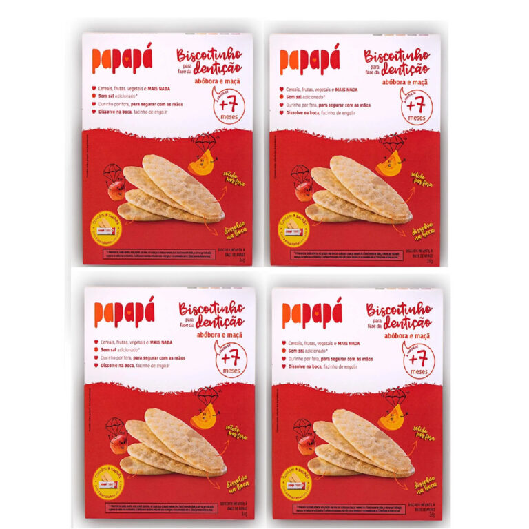 Kit 4x Biscoitinhos Para Dentição Orgânico Maç