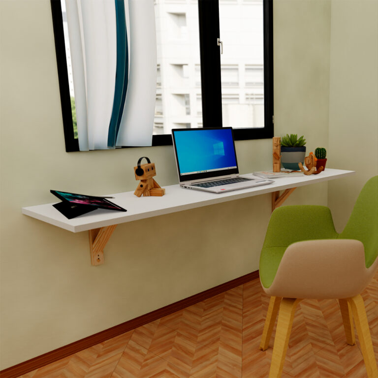 Mesa Suspensa Em Mdf Branco Estudos Home Office Co