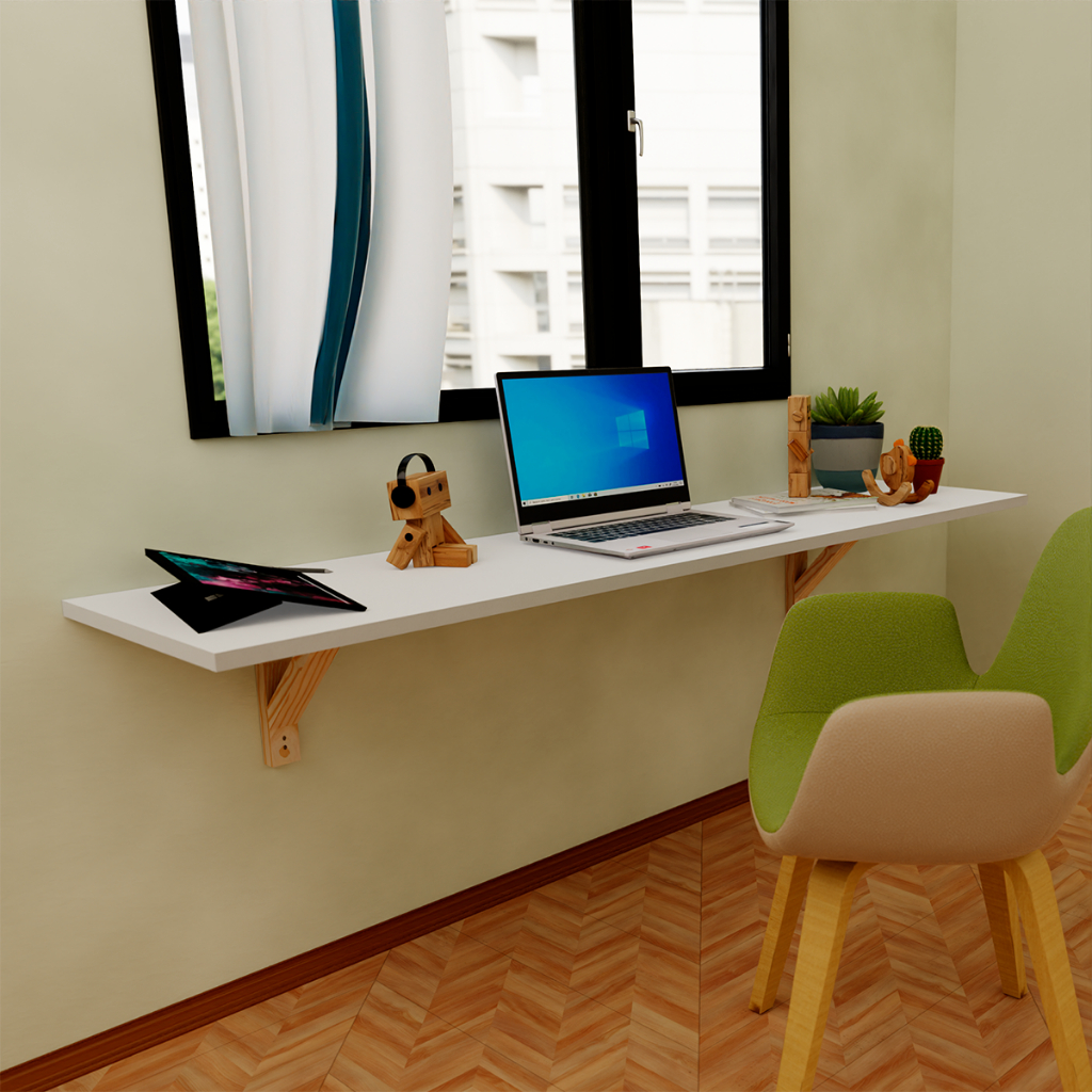 Mesa Suspensa Em Mdf Branco Estudos Home Office Computador