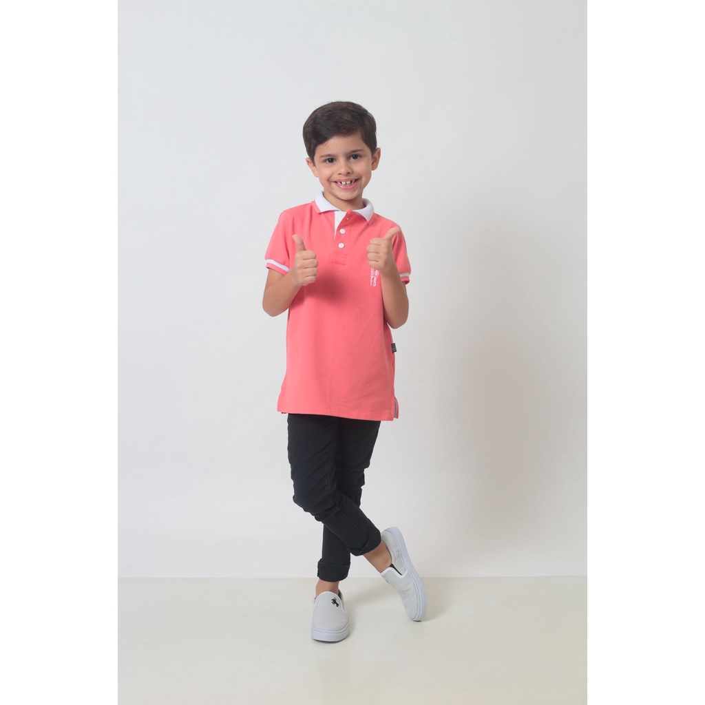 Camisa Polo ou Body Polo Infantil Rosa Salmão Premium