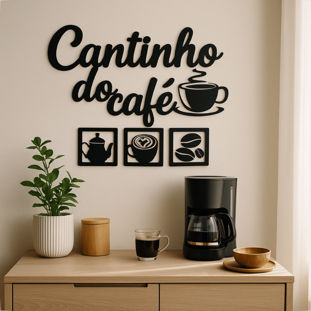 Kit Decoração 4 Un Plaquinhas Com Letreiro Em Mdf Decorativas Cantinho Do Café