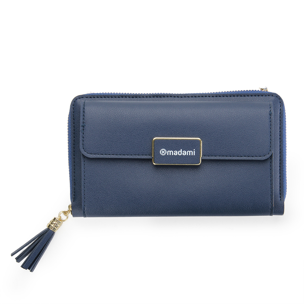 Carteira Bolsa Zíper Alça Transversal Logo personalizado Azul