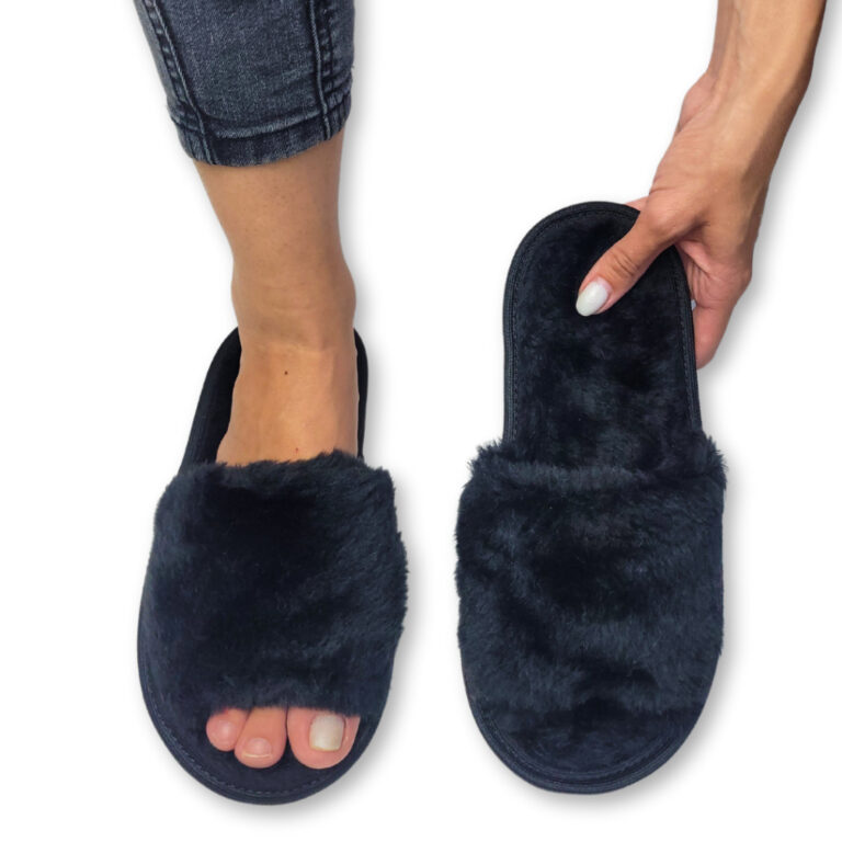 Pantufa feminina Aberta Em Pelúcia de Alta Qualid