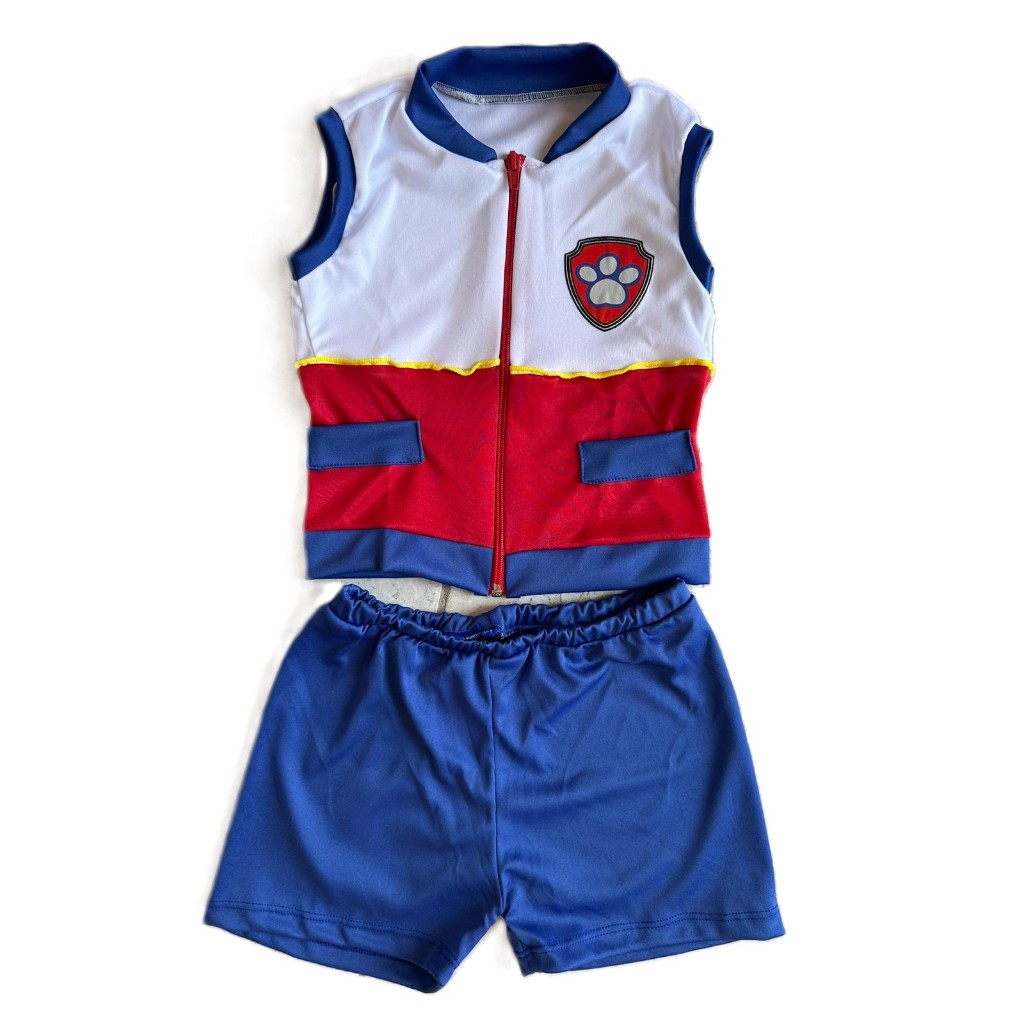 Fantasia Ryder Patrulha canina conjunto shorts + colete