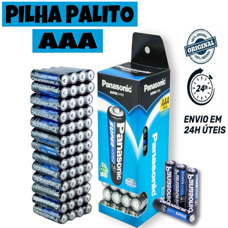 Pilhas Palito AAA Panasonic Super Hyper – 8,16 e 24 Unidades