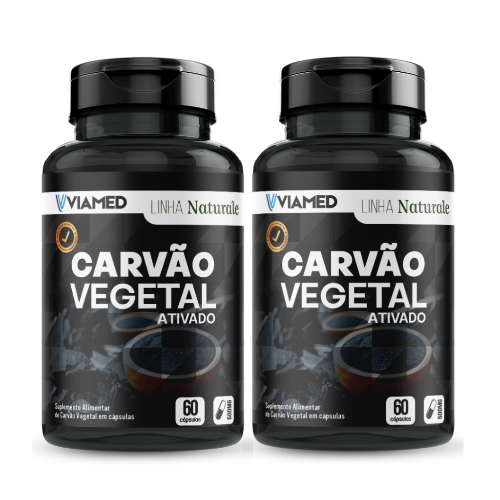 Kit 2 Carvão Vegetal Ativado 60 Capsula 500 Mg