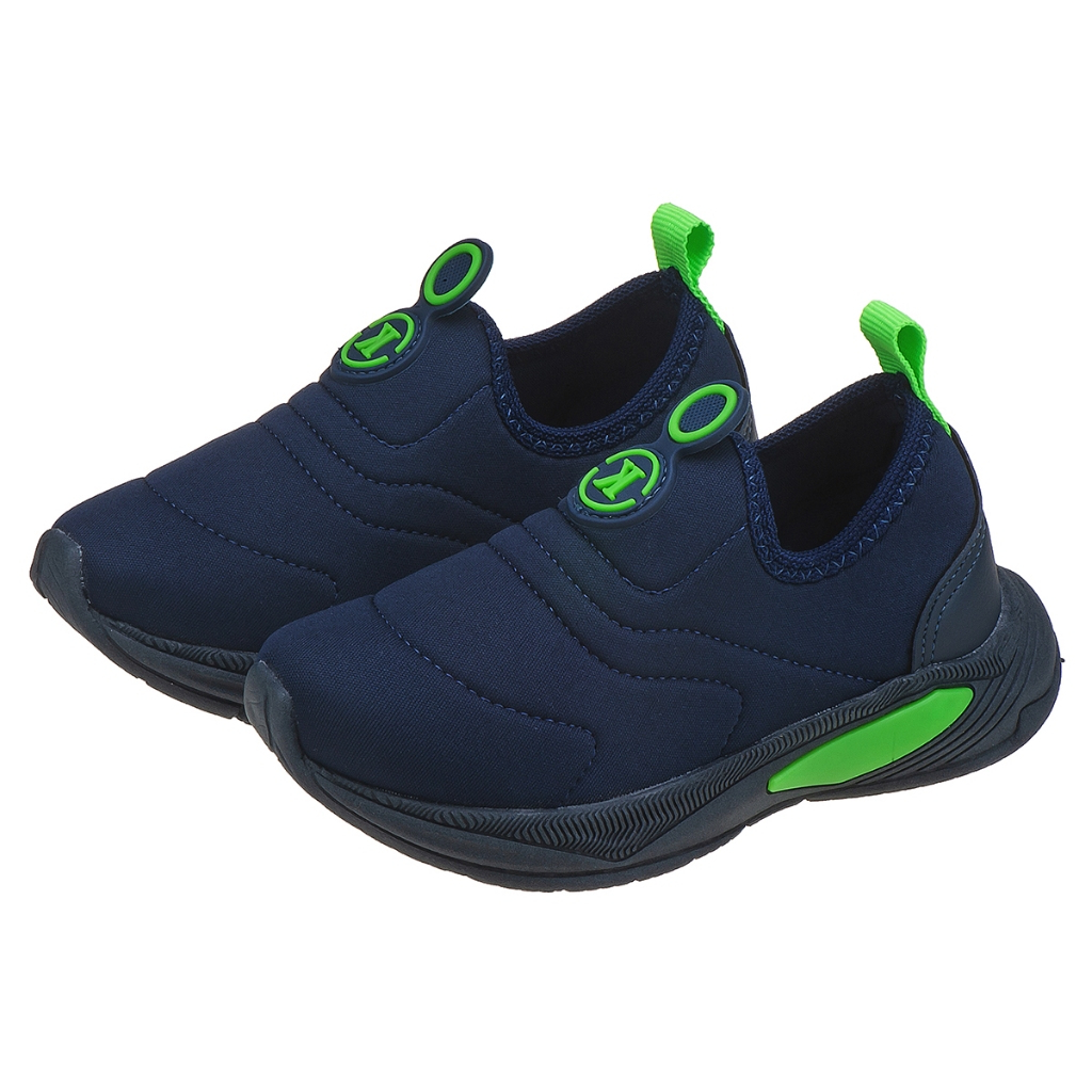 Kidstep Tenis Escolar Infantil Calce Fácil K Masculino Bordado Marinho com Verde