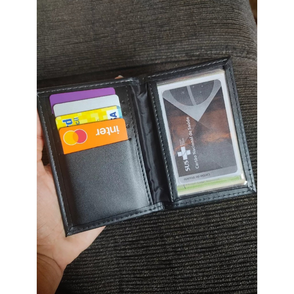 Carteira Masculina em Couro Sintético Porta Cartão  Premium para CNH e RG.