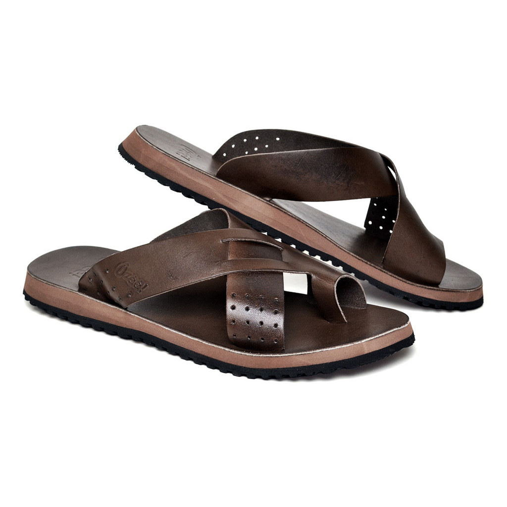 Sandalia Masculina Couro Lisa Anderrapante Anatômica Ozéé