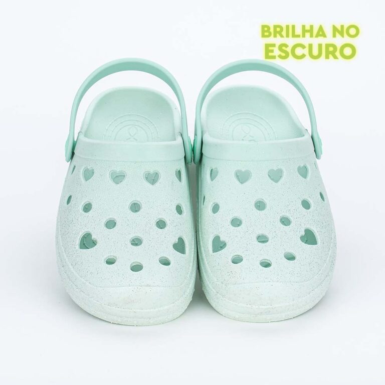 Babuche Infantil Menina Brilha no Escuro Verde Men