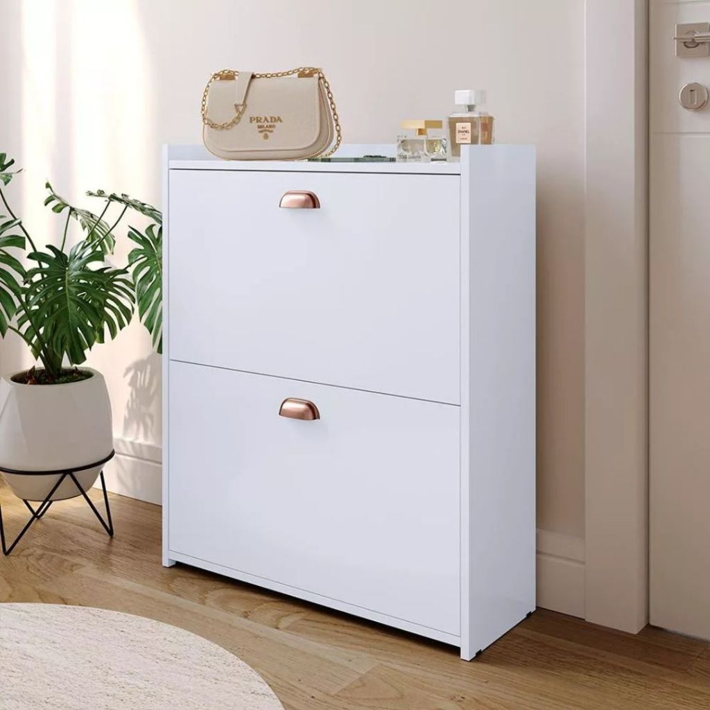 Sapateira Closet ou Lolla 2 Gavetas Basculantes  Porta Multiuso Organizadora 12 Pares Quarto Entrada