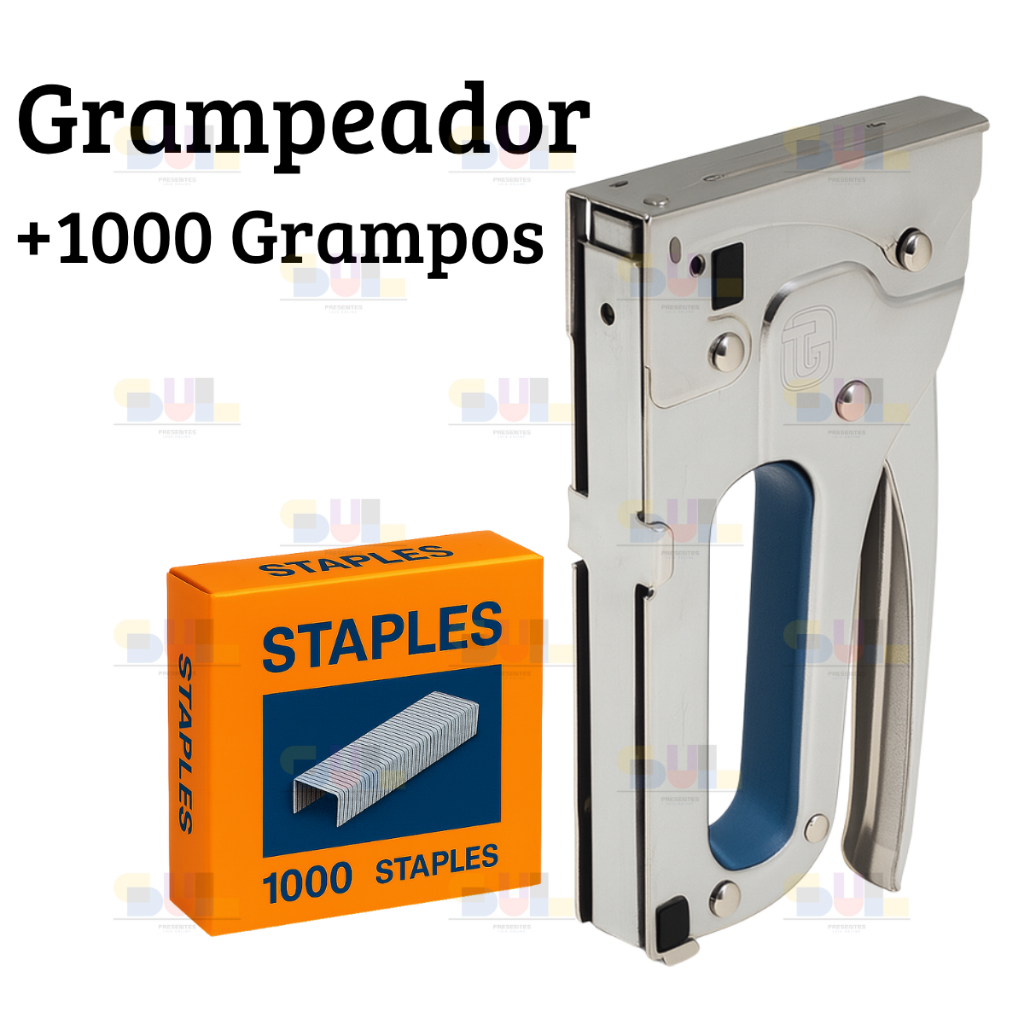 Grampeador Tapeceiro + 1.000 GRAMPOS  Manual Aceita 4mm 6mm 8mm Grampo
