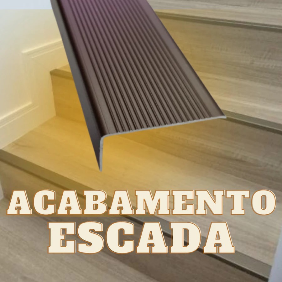 Cantoneira Acabamento de Escada Todo os Tamanhos Alumínio Antiderrapante