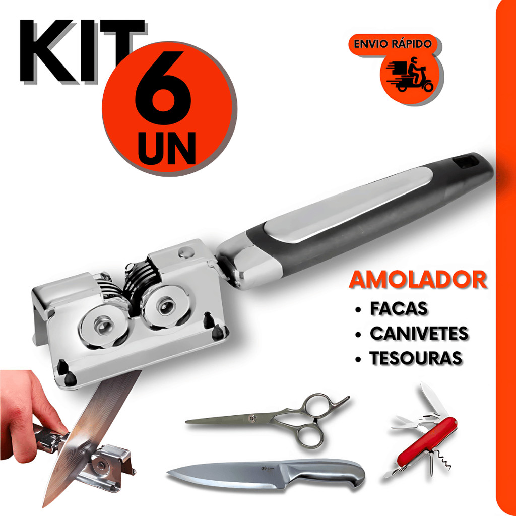 Kit 6 Amoladores de Facas, Tesouras,Canivetes P/ Corte Afiado P/ Bar Restaurante e Cozinha