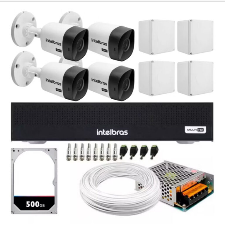 KIT 4 CÂMERAS VHL 1120 DVR 4 CANAIS HD 500GB