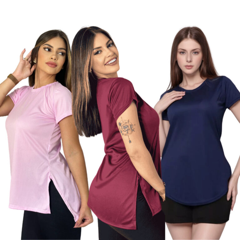 3 Blusas Feminina Academia Dry Fit Camisa Muscula