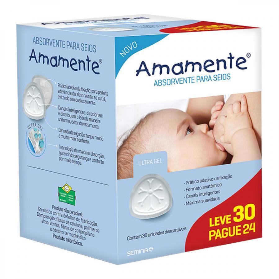 Absorvente para Seios Amamente Descartável Leve 30 Pague 24un