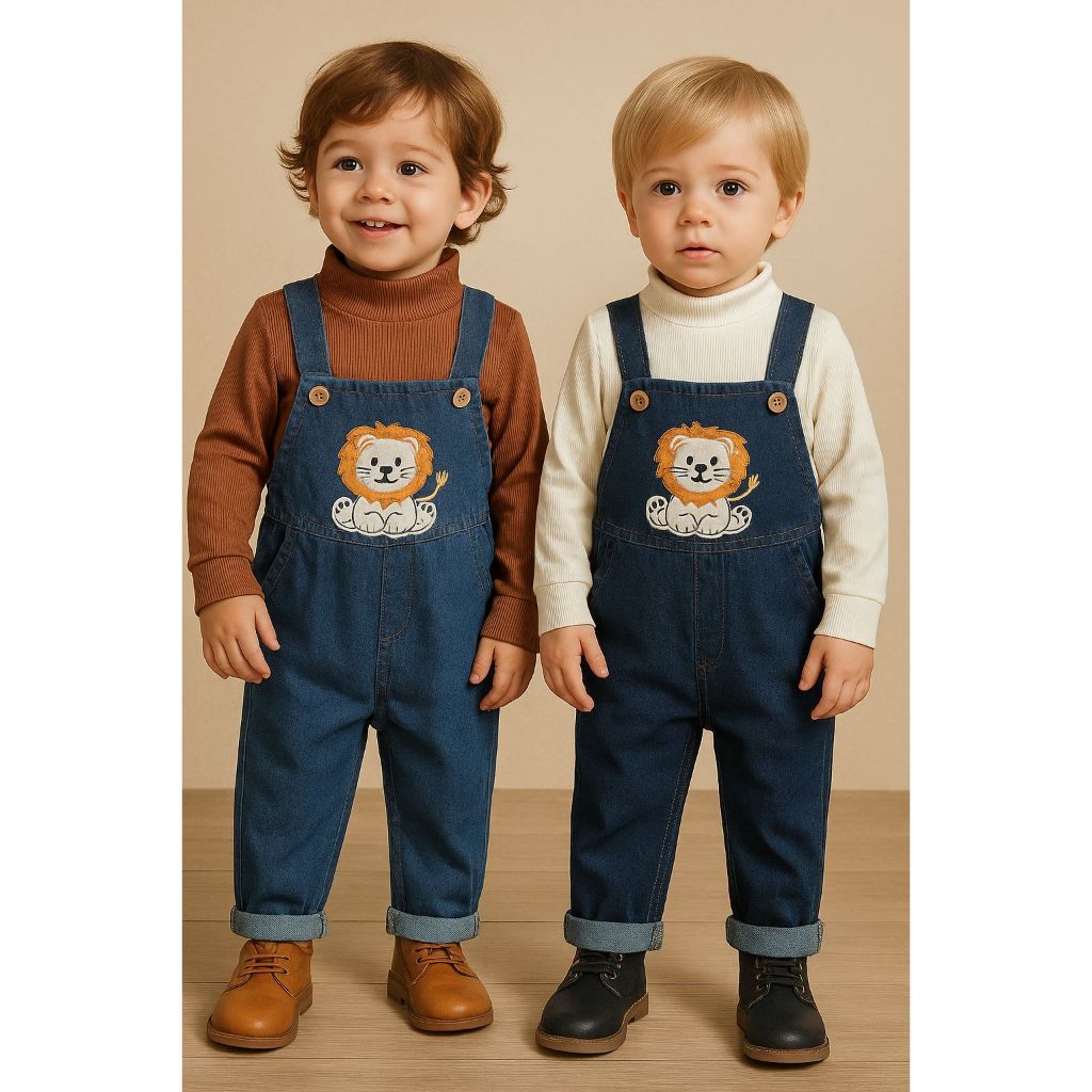 Macacão Jardineira Jeans Calça Infantil Menino Bordado