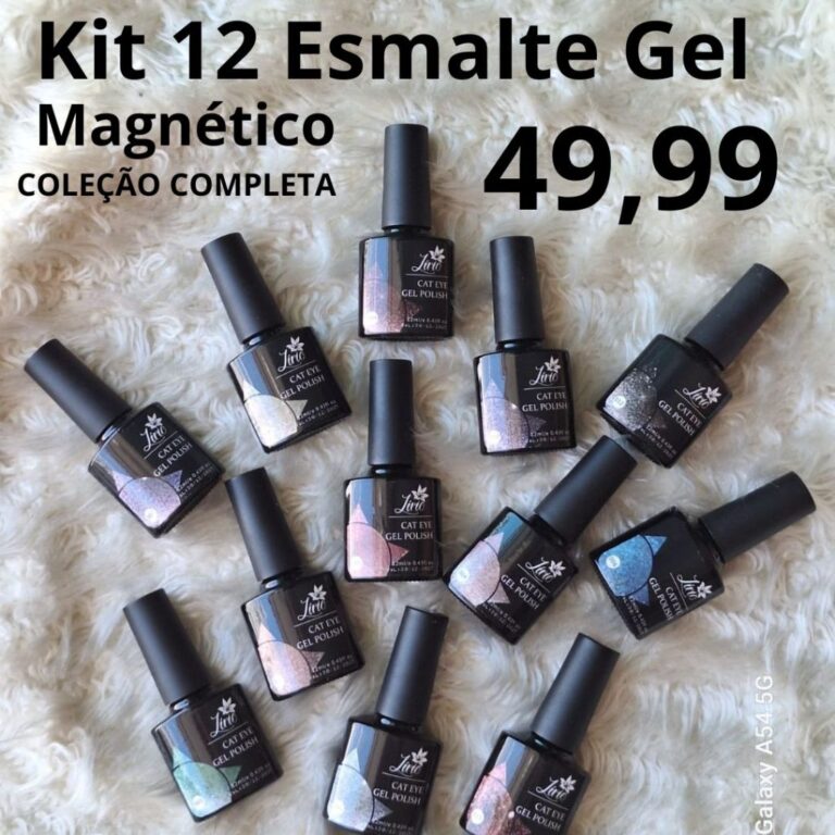 Kit 12 Esmalte Magnético Olho de Gato Gel Uv/Led 