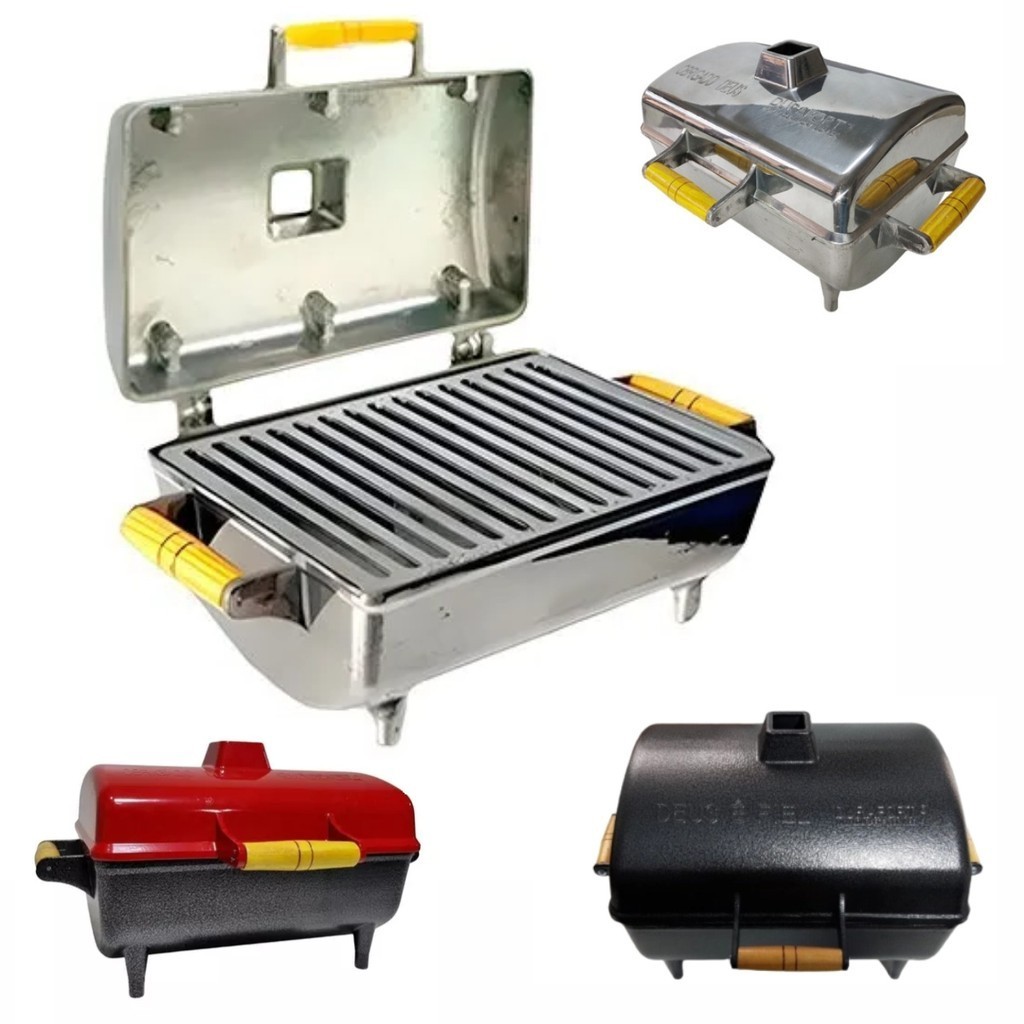 Churrasqueira a Bafo Portátil Carvão Pérola Alumínio Injetado