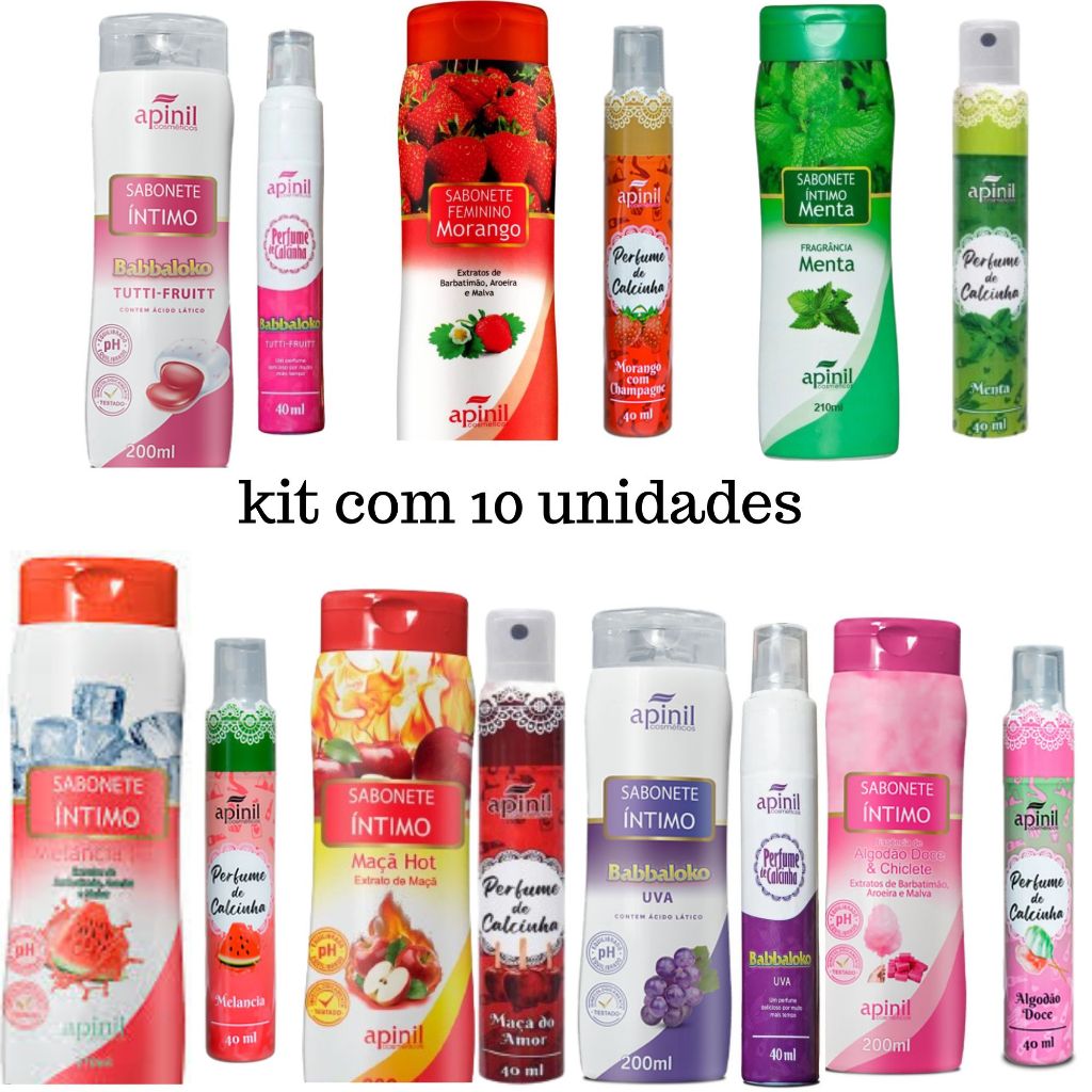 Kit com 10 unidades 5 Perfume de Calcinha +  5 Sabonete íntimo