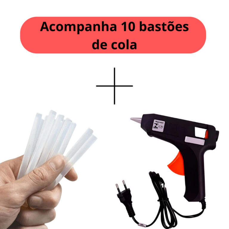 Pistola de Cola Quente + 10 Bastões de Cola Quent