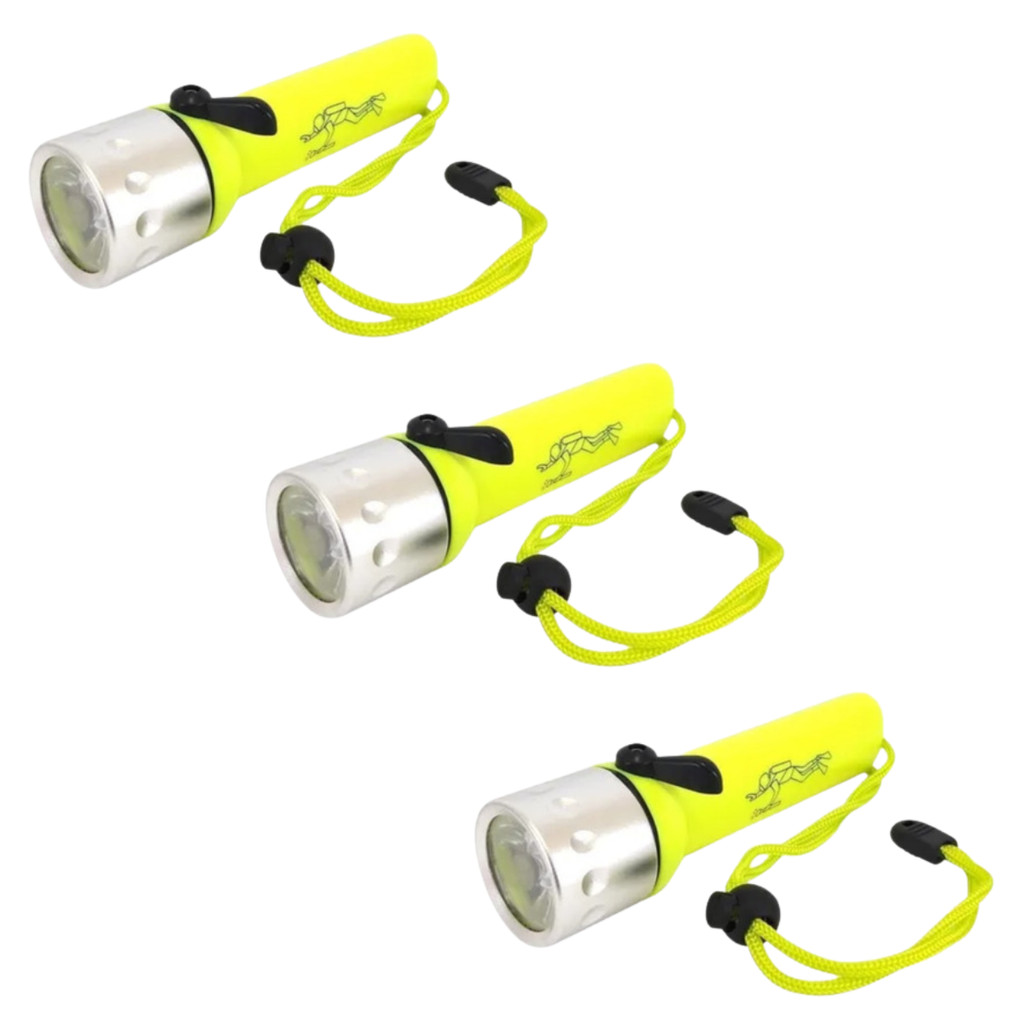 Kit 3 Lanternas Amarelas Mergulho Led Potente à Prova DÁgua