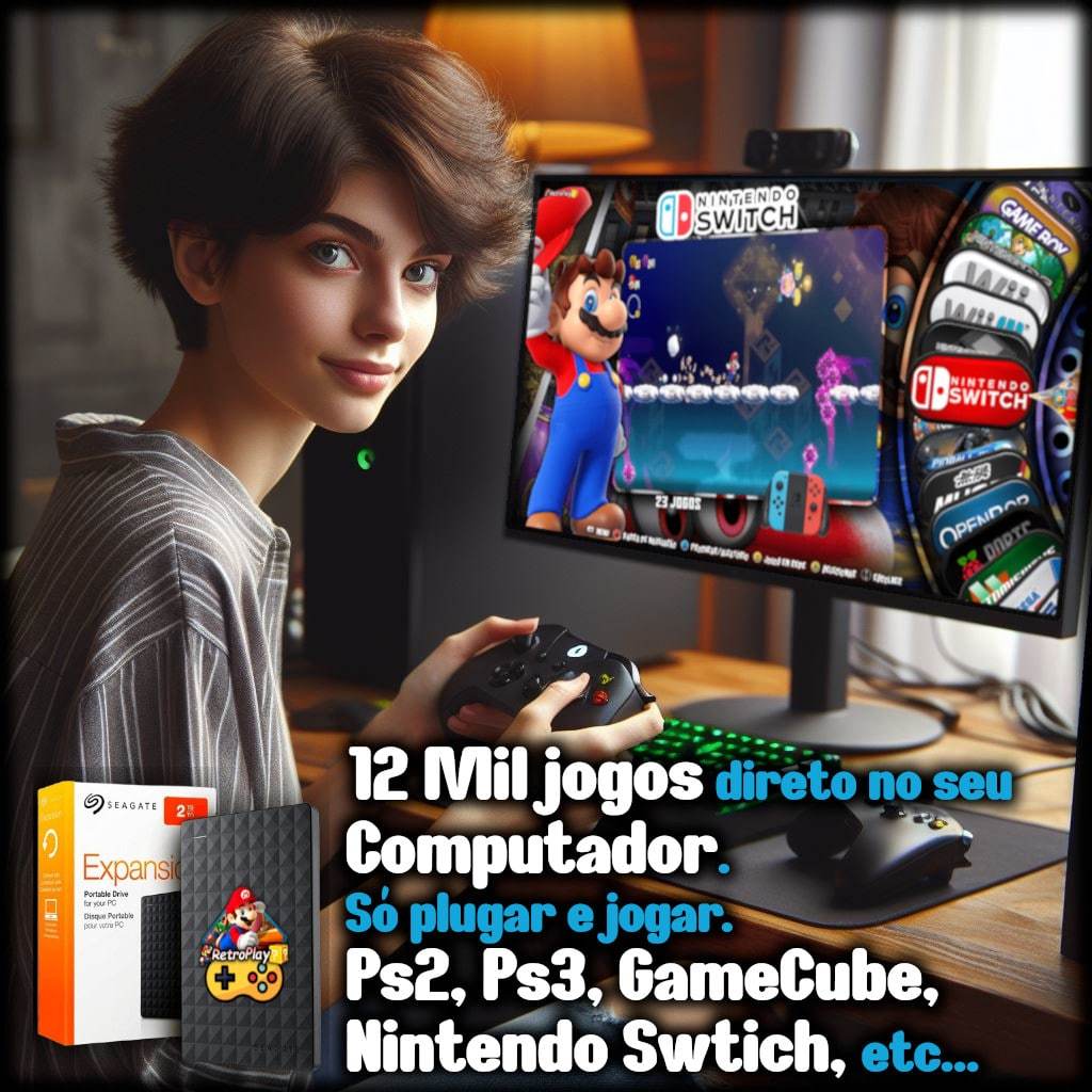 Sistema Multijogos para PC 12 Mil jogos Hd Externo Ps2, Ps3, Xbox 360
