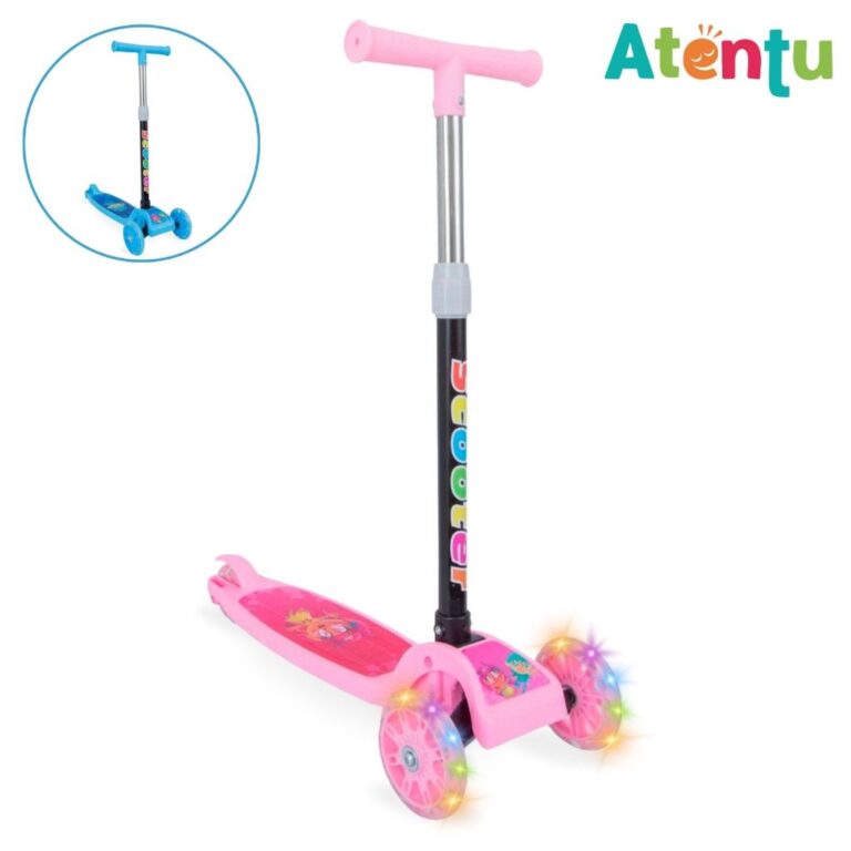 Patinete infantil 3 rodas com led luzes dobrável 