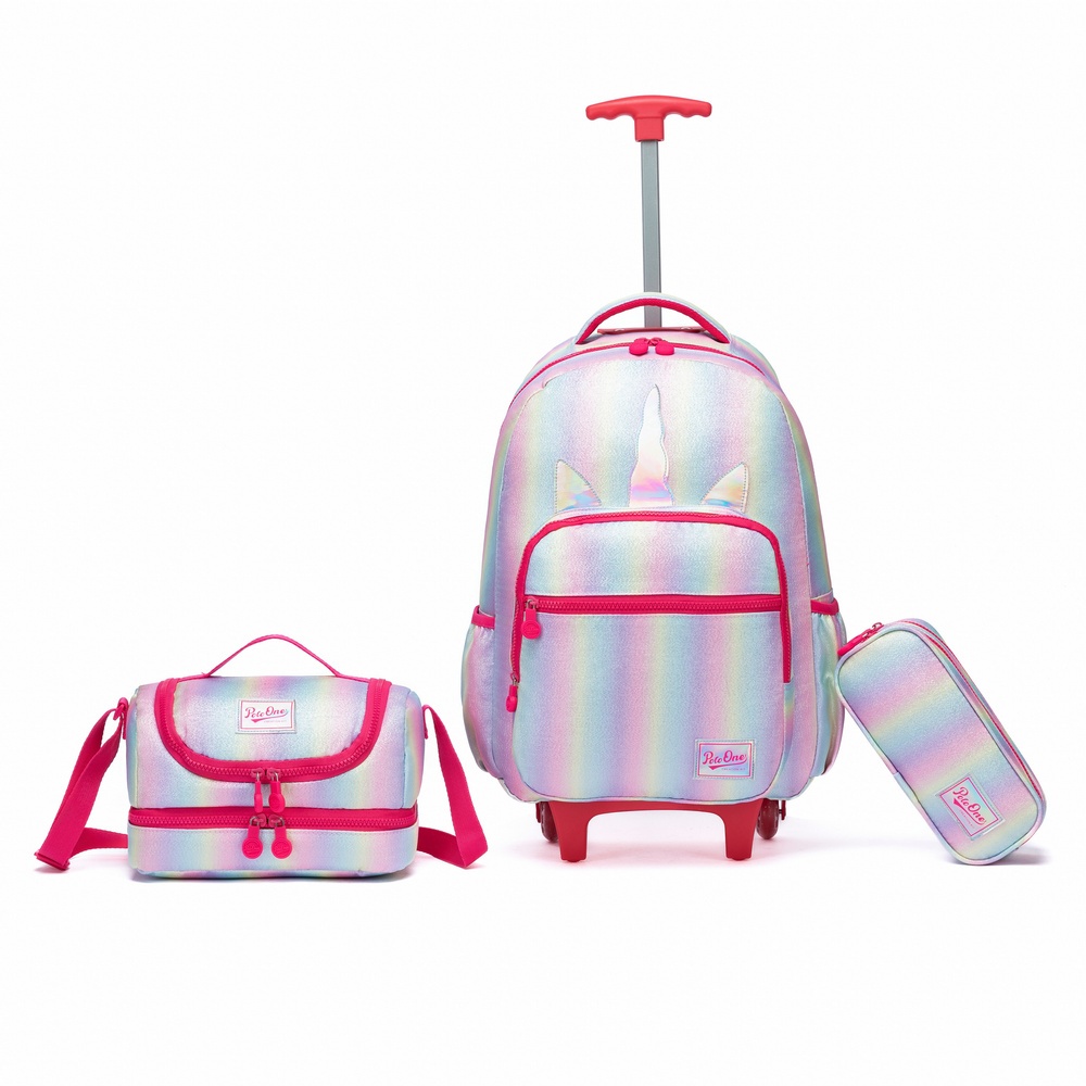 Kit Mochila Infantil Unicórnio Estojo Lancheira Escolar