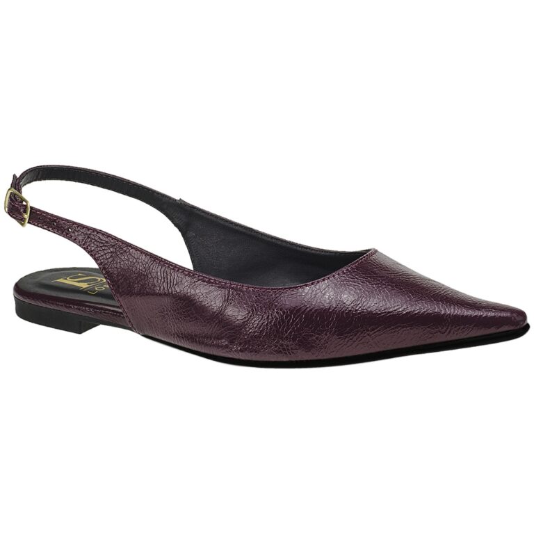 SlingBack Sapatilha Bico Fino com Fivela Verniz Te