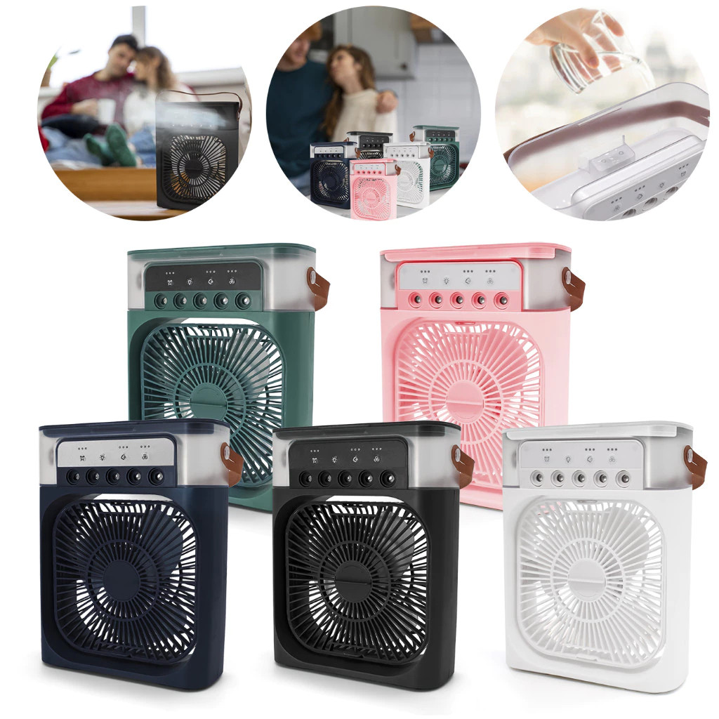 Mini Ar Condicionado Climatizador Umidificador Ventilador Portátil USB Led Quarto Sala Escritório Me