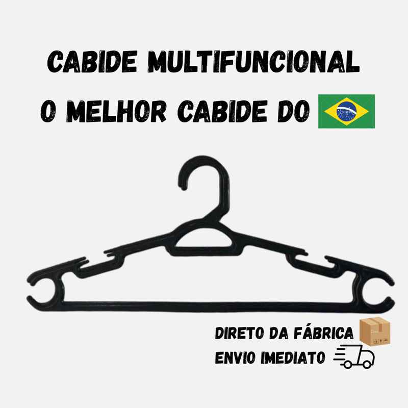 Kit 100 a 10 Cabides Adulto Preto Reforçado Multifuncional 38cm – Suporta até 3kg Organizar Roupas