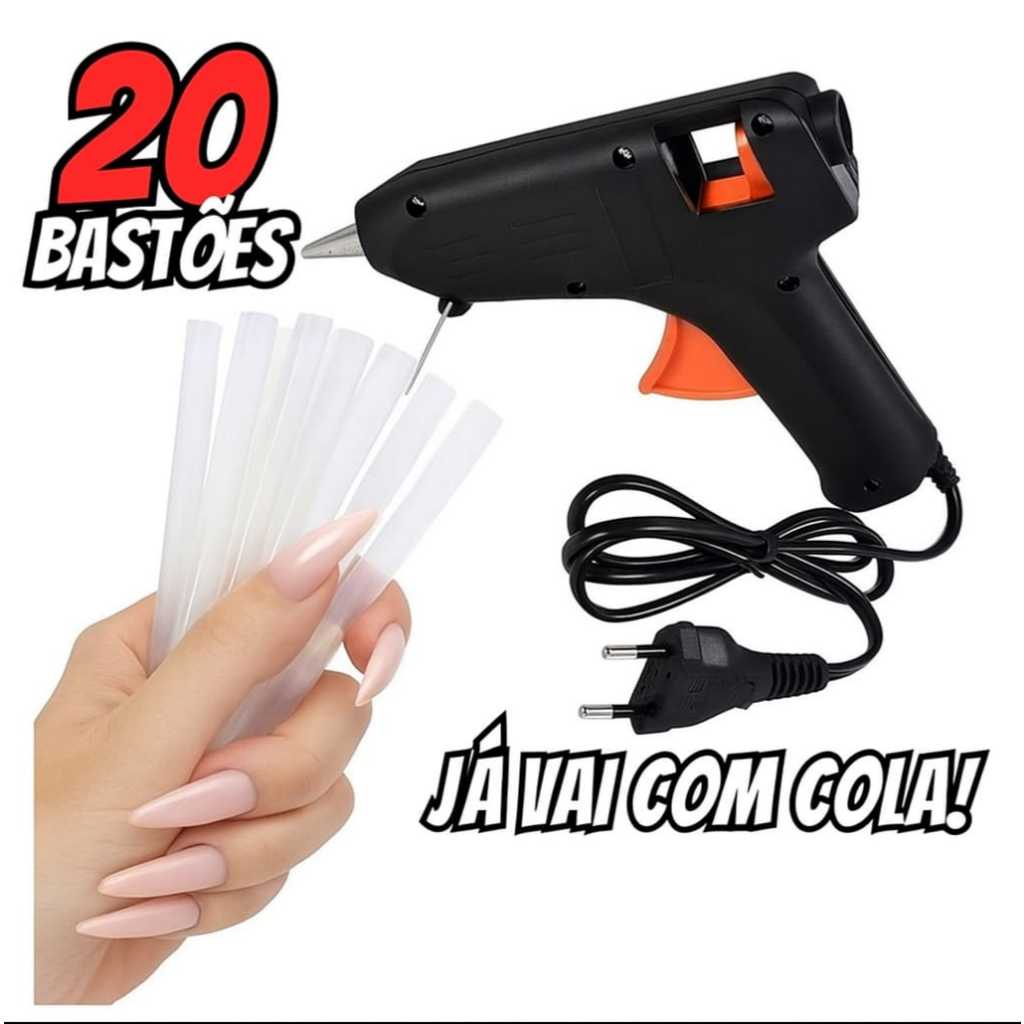Pistola Aplicador Cola Quente Pequena 15W Cola Quente Fina + BASTÕES COLA