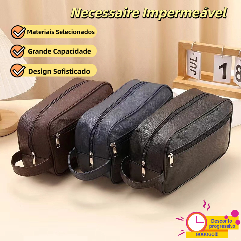 Necessaire De Viagem Unissex Em PU Impermeável Com Grande Capacidade