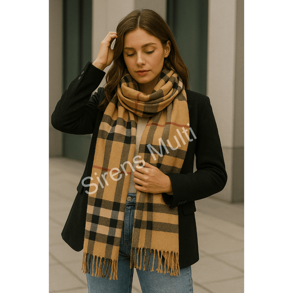 Cachecol Xadrez Lenço Xale Quentinho para o Frio Outono e Inverno Feminino e Unissex