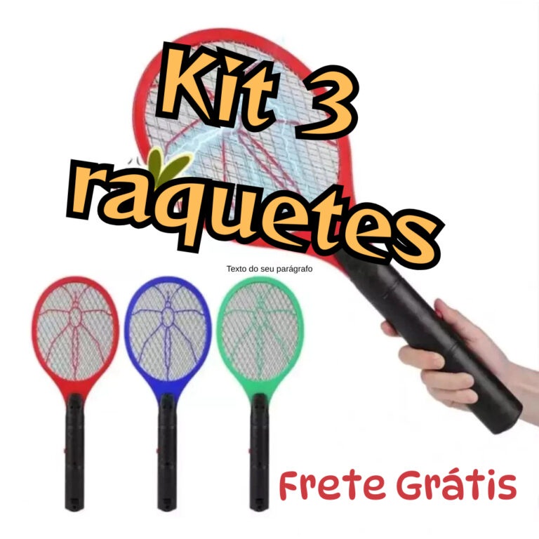 Kit 3 Raquetes Elétricas Mata Mosquito Recarregá