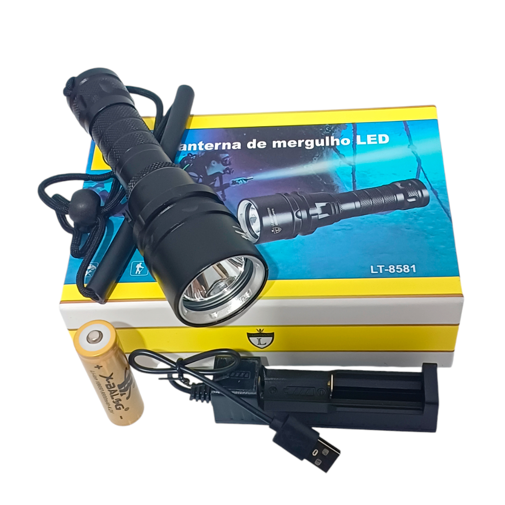 Lanterna Mergulho Led Tática Profissional Subaquatico Forte
