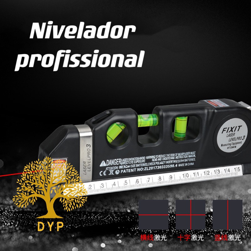 Nível Profissional Estágios Nivelador Pro3Trena Laser Digital Profissional Multiuso 3 Baterias-Pront