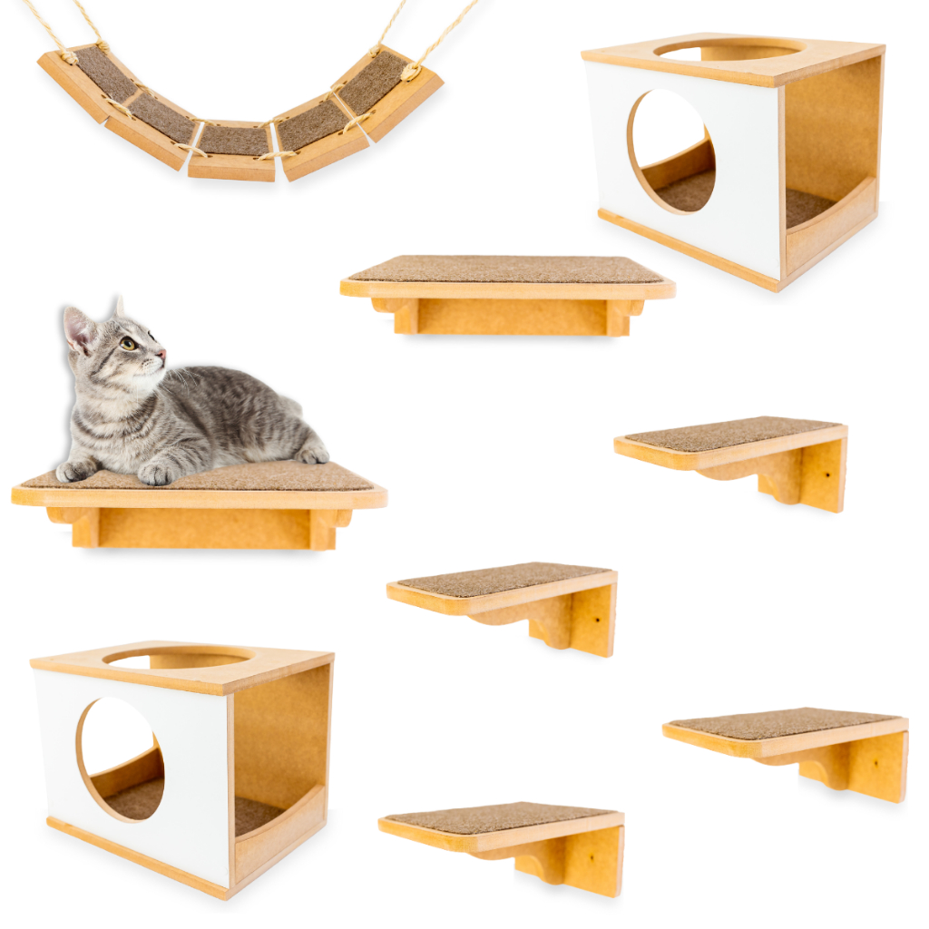 Playground para Gato 9pçs REFORÇADO MONTADO Exclusivo Moderno Parque Gato Playground Para Gatos