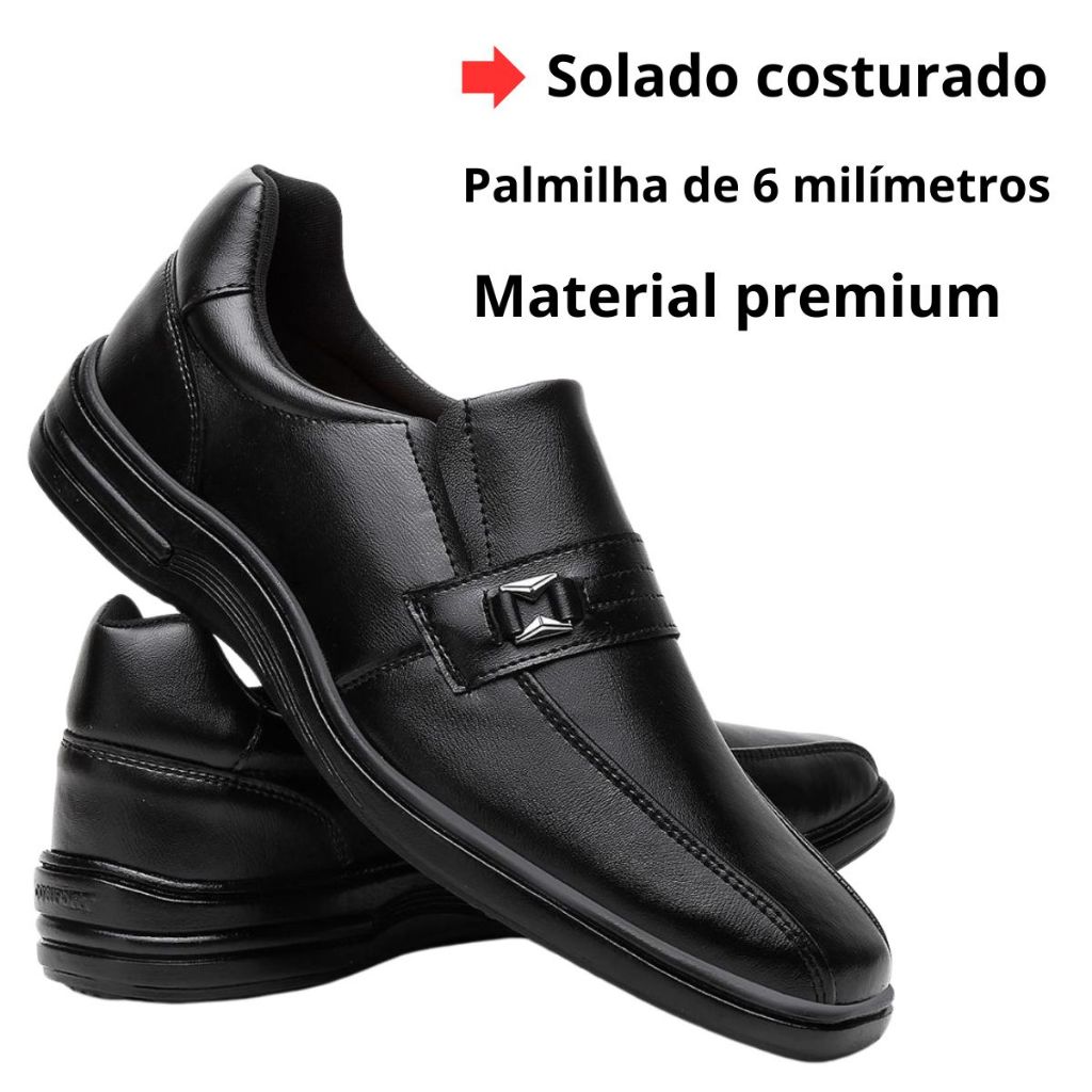 Sapato de Elástico Social Masculino Conforto com Sola Costurada e Palmilha Gel ENVIO JÁ